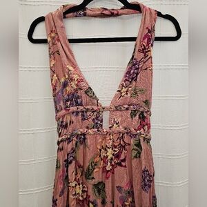 Trendy Boutique Floral Backless Dress in Pink